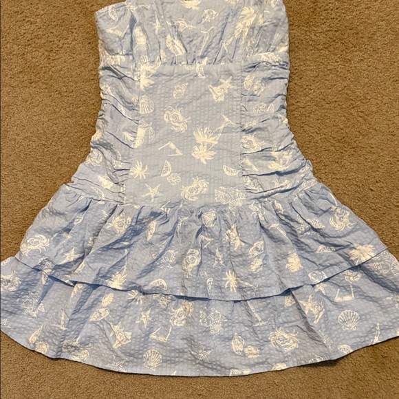 Art Class Light Blue Dress with White Tropical Designs - Picture 4 of 8
